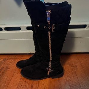 Black tall boots, extra wide calf size 9